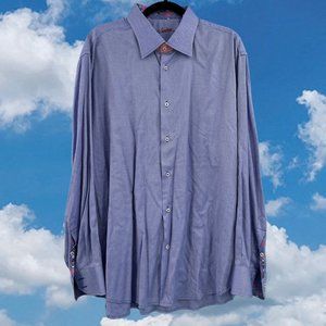 Robert Graham Shirt Mens 46 18 Long Sleeve Blue Colorful Check Button-Up Cuffs
